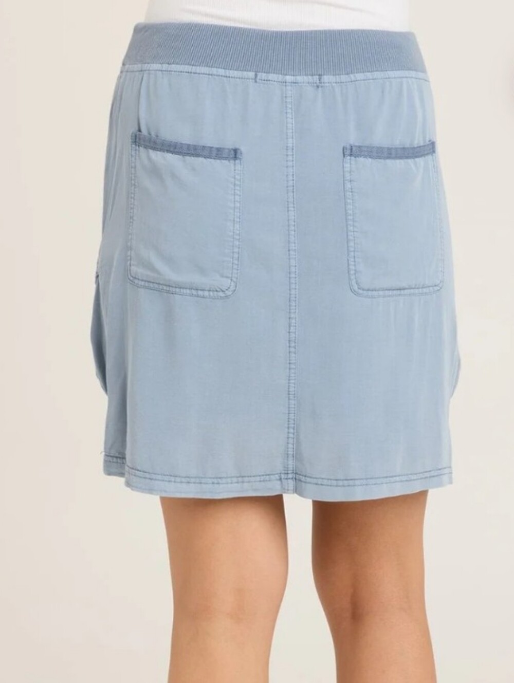 NWOT Twill Shirley Mini Casual Drawstring Cargo Pocket blue denim Skirt - Picture 3 of 7